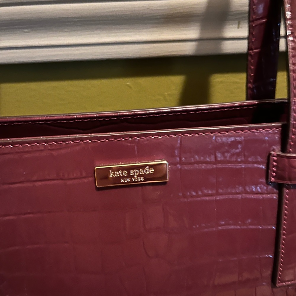Kate Spade Deep Plum Riverside Street Exotic Bedford Tote Bag Purse - Picture 2 of 15